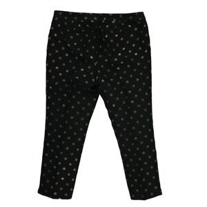 RSVP by Talbots Ankle Pants Women's Size 16 Black Gold Metallic Polka Dot Slim